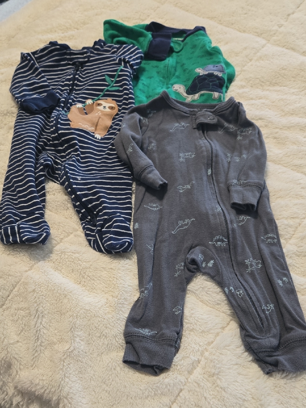 Carter's Navy Stripe, Green & Gray Baby Sleepers - 3-Pack